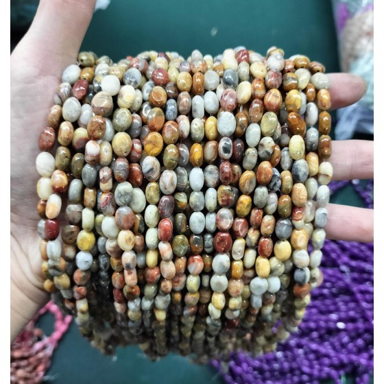 No_332_Natural Crazy Agate Egg Shaped Bead_6*8mm_(Sold Per Strand)