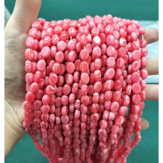No_340_Synthetic Rhodochrosite Egg Shaped Bead_6*8mm_(Sold Per Strand)