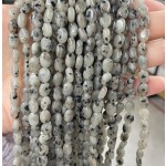 No_341_Natural Kiwi Stone Blue Stone Egg Shaped Bead_6*8mm_(Sold Per Strand)