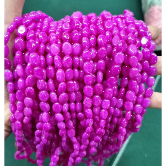 No_345_Enhanced Rose Red Chalcedony Egg Shaped Bead_6*8mm_(Sold Per Strand)