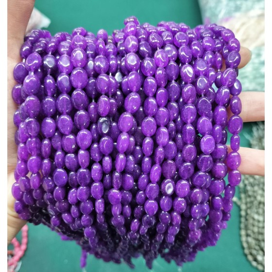 No_346_Enhanced Purple Chalcedony Egg Shaped Bead_6*8mm_(Sold Per Strand)