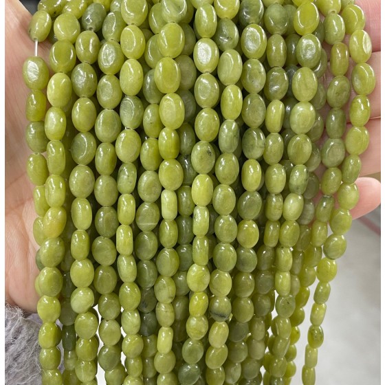 No_350_Natural Light Colored Southern Jade Egg Shaped Bead_6*8mm_(Sold Per Strand)