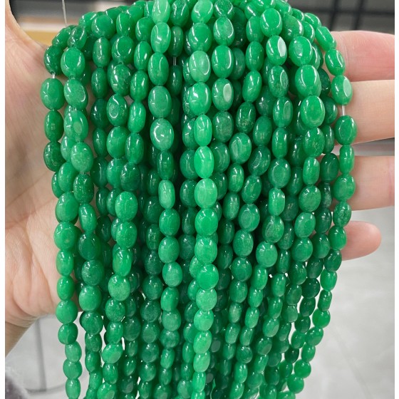 No_354_Enhanced Green Chalcedony Egg Shaped Bead_6*8mm_(Sold Per Strand)