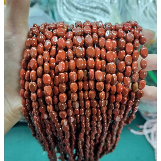 No_357_Natural Red Jasper Egg Shaped Bead_6*8mm_(Sold Per Strand)