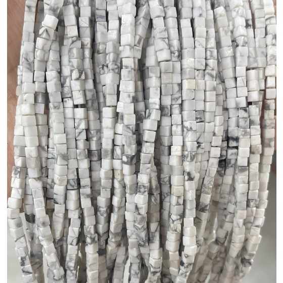 No_361_Natural White Turquoise Cube Beads_3mm_(Sold Per Strand)