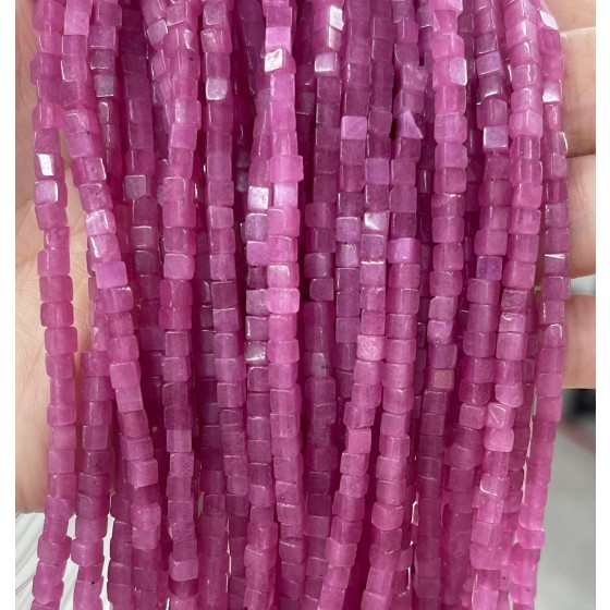 No_392_Enhanced Purplish Red Chalcedony Cube Beads_3mm_(Sold Per Strand)
