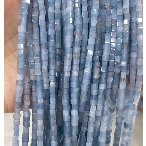 No_393_Enhanced Denim Blue Chalcedony Cube Beads_3mm_(Sold Per Strand)