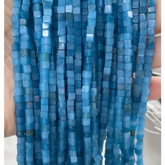 No_394_Enhanced Dark Blue Chalcedony Cube Beads_3mm_(Sold Per Strand)