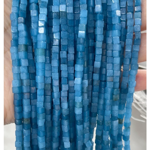 No_394_Enhanced Dark Blue Chalcedony Cube Beads_3mm_(Sold Per Strand)