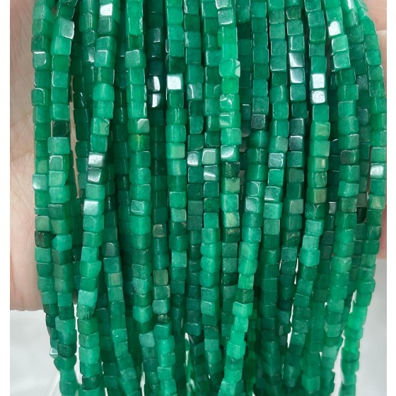 No_396_Enhanced Dry Green Chalcedony Cube Beads_3mm_(Sold Per Strand)