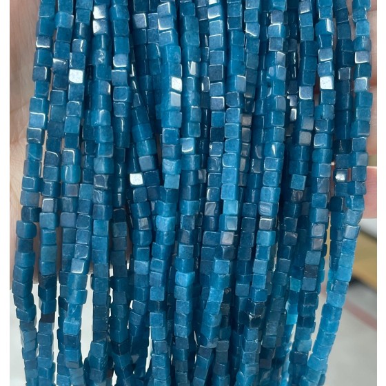 No_397_Enhanced Ink Blue Chalcedony Cube Beads_3mm_(Sold Per Strand)