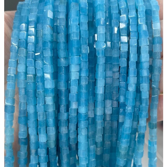 No_399_Enhanced Sky Blue Chalcedony Cube Beads_3mm_(Sold Per Strand)
