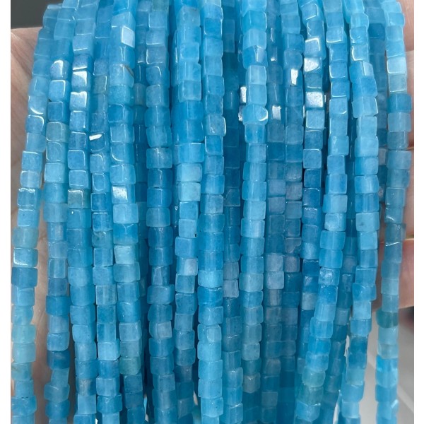 No_399_Enhanced Sky Blue Chalcedony Cube Beads_3mm_(Sold Per Strand)