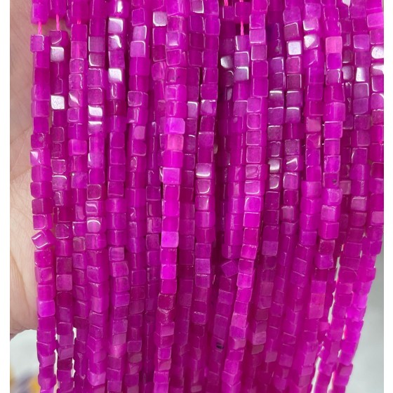 No_400_Enhanced Rose Red Chalcedony Cube Beads_3mm_(Sold Per Strand)