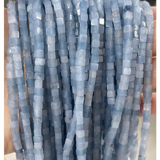 No_404_Enhanced Aquamarine Colored Chalcedony Cube Beads_3mm_(Sold Per Strand)