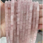 No_411_Natural Rose Quartz Cylinder_6*6mm_(Sold Per Strand)