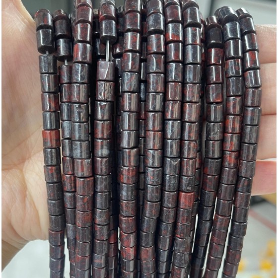No_416_Natural Red Poppy Jasper Cylinder_6*6mm_(Sold Per Strand)