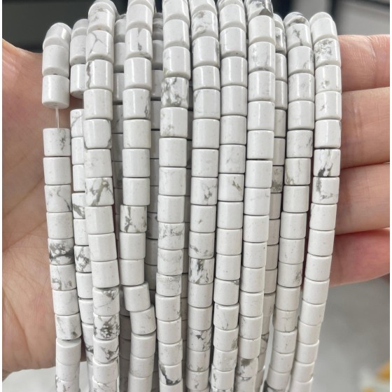 No_420_Natural White Turquoise Cylinder_6*6mm_(Sold Per Strand)