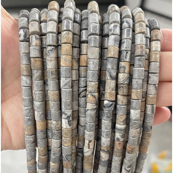 No_423_Natural Picture Jasper Cylinder_6*6mm_(Sold Per Strand)