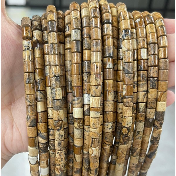 No_429_Natural Picture Jasper Cylinder_6*6mm_(Sold Per Strand)