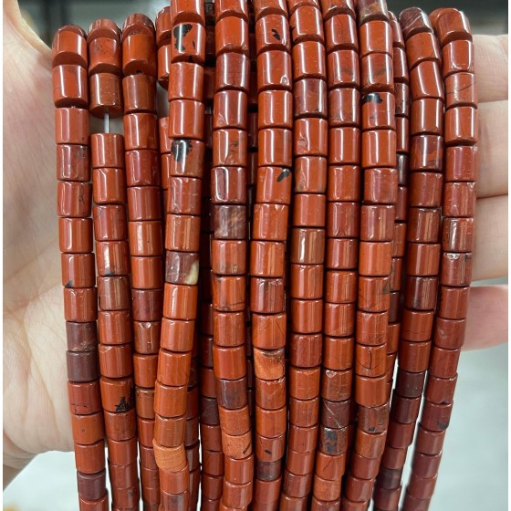 No_431_Natural Red Jasper Cylinder_6*6mm_(Sold Per Strand)
