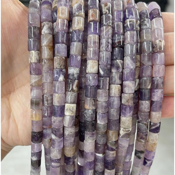 No_433_Natural Amethyst Cylinder_6*6mm_(Sold Per Strand)