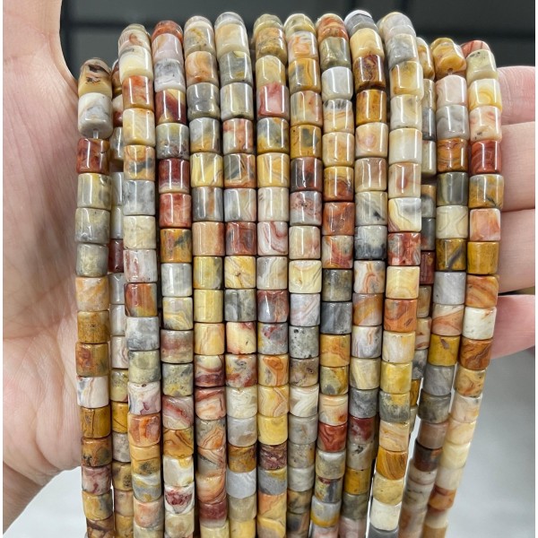 No_438_Natural Crazy Agate Cylinder_6*6mm_(Sold Per Strand)