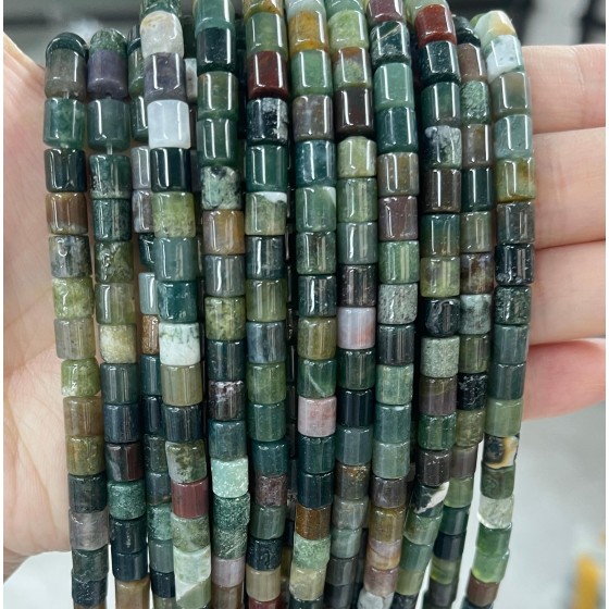 No_448_Natural Indian Agate Cylinder_6*6mm_(Sold Per Strand)