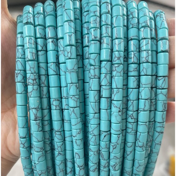 No_449_Synthetic Light Turquoise Cylinder_6*6mm_(Sold Per Strand)