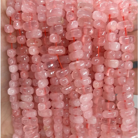No_452_Natural Rose Quartz Center Drilled (short) Marquise Beads_4*8mm_(Sold Per Strand)