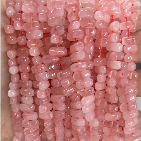 No_452_Natural Rose Quartz Center Drilled (short) Marquise Beads_4*8mm_(Sold Per Strand)