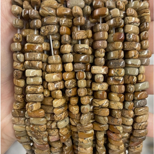 No_457_Natural Picture Jasper Center Drilled (short) Marquise Beads_4*8mm_(Sold Per Strand)