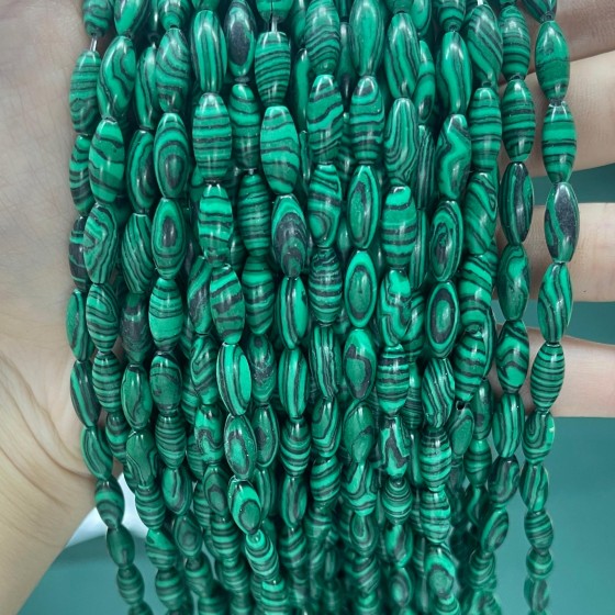 No_481_Synthetic Malachite Rice Bead_5*12mm_(Sold Per Strand)