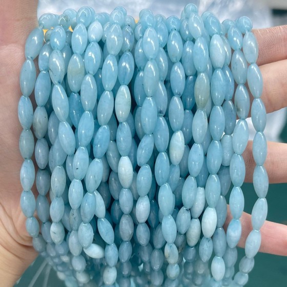 No_487_Enhanced Aquamarine Chalcedony Rice Beads_5*12mm_(Sold Per Strand)