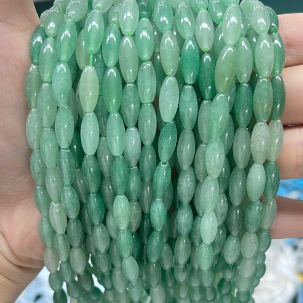 No_489_Natural Green Aventurine Rice Beads_5*12mm_(Sold Per Strand)