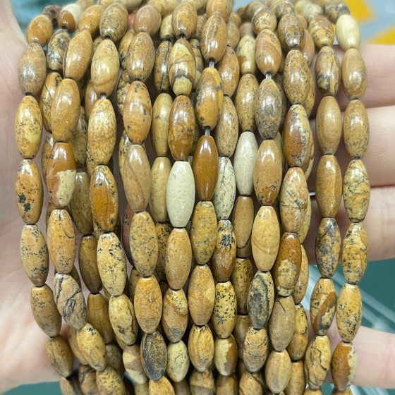 No_494_Natural Picture Jasper Rice Beads_5*12mm_(Sold Per Strand)