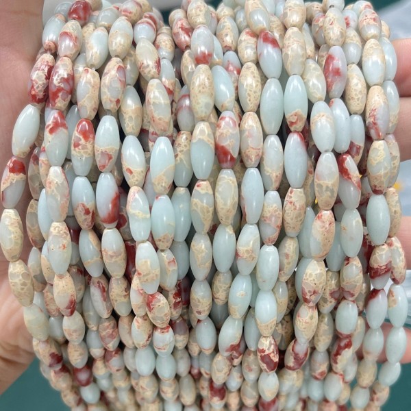 No_497_Synthetic Shoushan Stone Rice Beads_5*12mm_(Sold Per Strand)