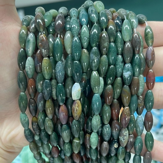 No_499_Natural Indian Agate Rice Beads_5*12mm_(Sold Per Strand)