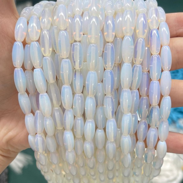 No_501_Synthetic Opal Rice Beads_5*12mm_(Sold Per Strand)