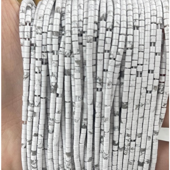No_520_Natural White Turquoise Small Cylinders_2*2mm_(Sold Per Strand)