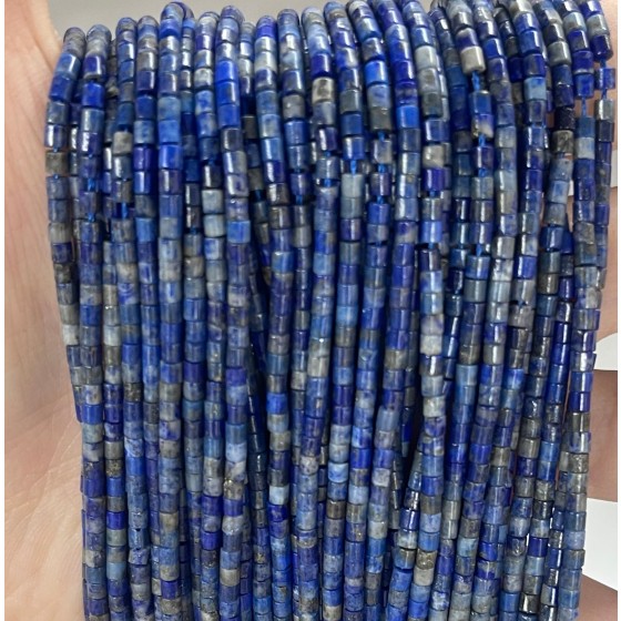 No_522_Natural Lapis Lazuli Small Cylinder_2*2mm_(Sold Per Strand)