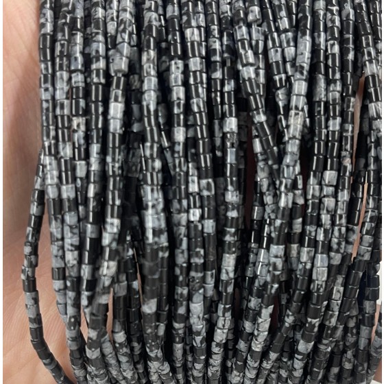 No_525_Natural Snowflake Stone Small Cylinder_2*2mm_(Sold Per Strand)