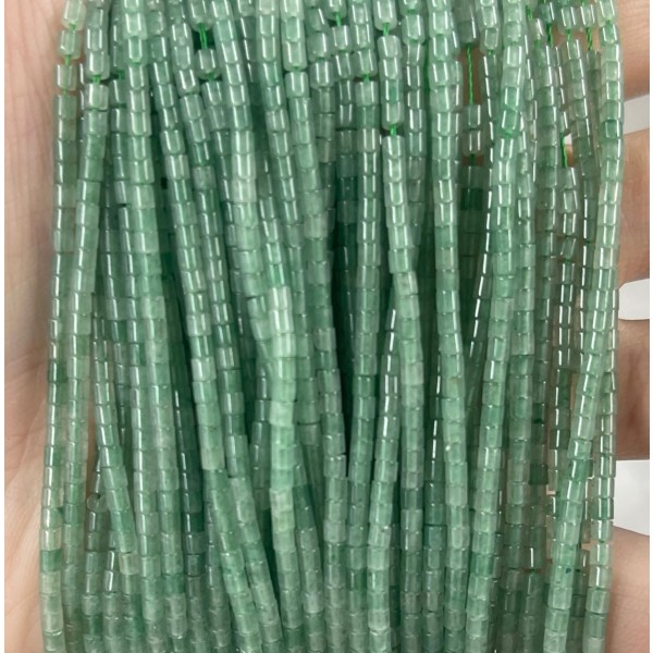 No_528_Natural Green Aventurine Small Cylinder_2*2mm_(Sold Per Strand)
