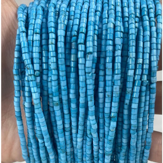 No_529_Enhanced Blue Turquoise Small Cylinder_2*2mm_(Sold Per Strand)