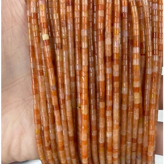 No_530_Natural Red Aventurine Small Cylinder_2*2mm_(Sold Per Strand)