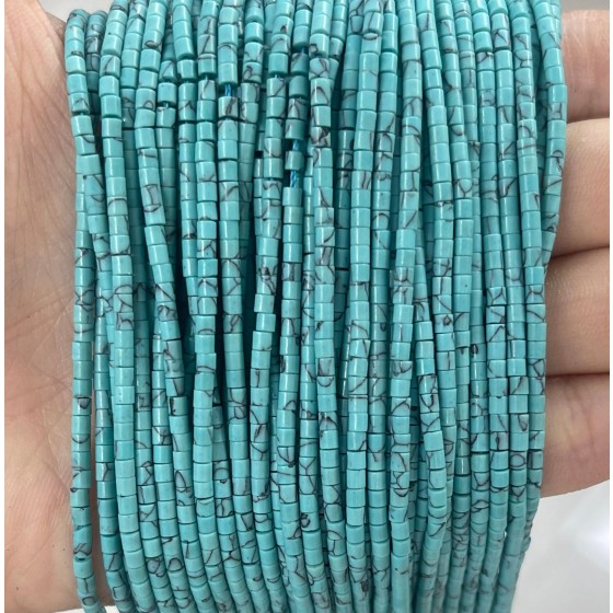 No_536_Synthetic Blue Turquoise Small Cylinder_2*2mm_(Sold Per Strand)