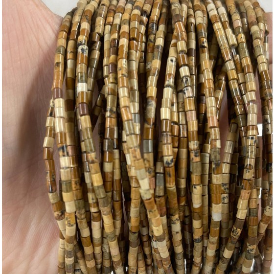 No_540_Natural Picture Jasper Small Cylinder_2*2mm_(Sold Per Strand)