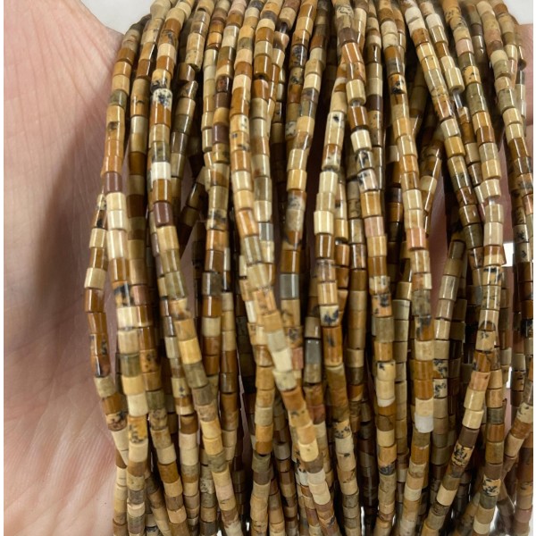 No_540_Natural Picture Jasper Small Cylinder_2*2mm_(Sold Per Strand)