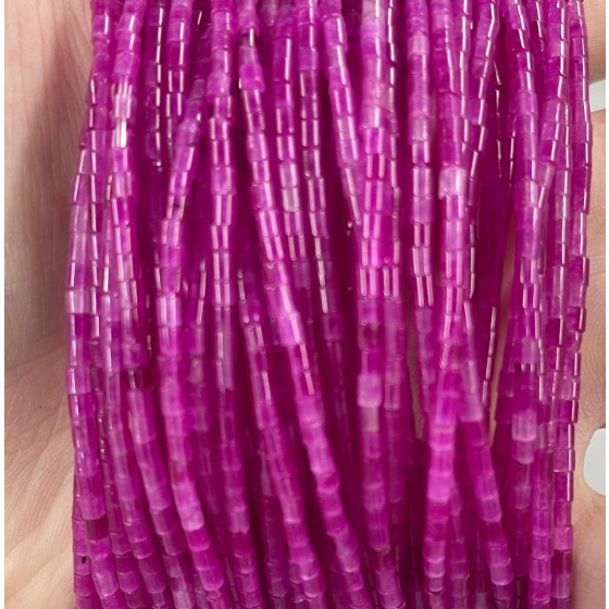 No_542_Enhanced Purple Red Chalcedony Small Cylinder_2*2mm_(Sold Per Strand)
