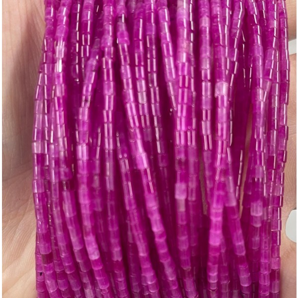 No_542_Enhanced Purple Red Chalcedony Small Cylinder_2*2mm_(Sold Per Strand)